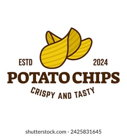 Logo Potato chips, Food and Snack logo with Simple Potato Cartoon, Unique Food, Snack, Chips Business identity Vector Icon isolated on white background