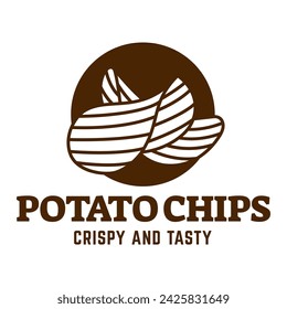 Logo Papas fritas, Alimentos y Snack logo con Simple Patata Dibujos Animados, Alimentos Únicos, Snack, Papas Fritas Icono de Vector de identidad de negocio aislado en fondo blanco