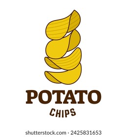 Logo Potato chips, Food and Snack logo with Simple Potato Cartoon, Unique Food, Snack, Chips Business identity Vector Icon isolated on white background