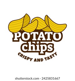 Logo Potato chips, Food and Snack logo with Simple Potato Cartoon, Unique Food, Snack, Chips Business identity Vector Icon isolated on white background