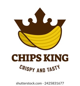 Logo Potato chips, Food and Snack logo with Simple Potato Cartoon, Unique Food, Snack, Chips Business identity Vector Icon isolated on white background