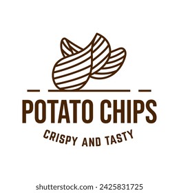 Logo Potato chips, Food and Snack logo with Simple Potato Cartoon, Unique Food, Snack, Chips Business identity Vector Icon isolated on white background