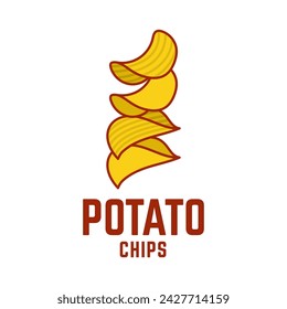 Logo Potato chips, Food and Snack logo with Simple Potato Cartoon, Unique Food, Snack, Chips Business identity Vector Icon isolated on white background