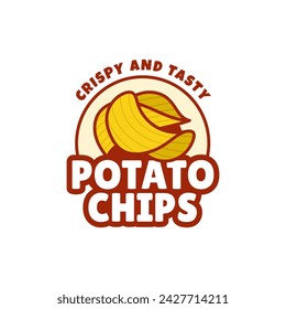 Logo Potato chips, Food and Snack logo with Simple Potato Cartoon, Unique Food, Snack, Chips Business identity Vector Icon isolated on white background
