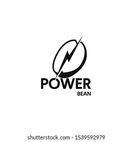 logo power bean, with seed coffee  vector and electric symbol