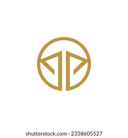 logotipo PP doble letra P en círculo simple moderno