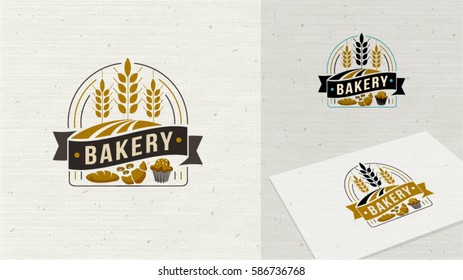 Logo Premium Bakery badge and icon. Modern style vector. Retro bakery label. Bakery badge design element easy editable for Your design.