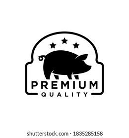 Logo For Premium Quality Pork Seller or Logo For Pig Farmer With A  Simple Vintage Stamp.