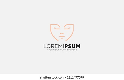 logo with a pretty face line art style Design