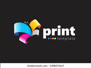 Logo print abstract butterfly colorful flyer paper black background
