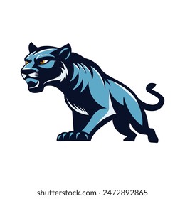 The logo for the print with the image of a panther. A template for designing clothes, stickers and souvenirs. Isolated on a white background. Vector illustration.