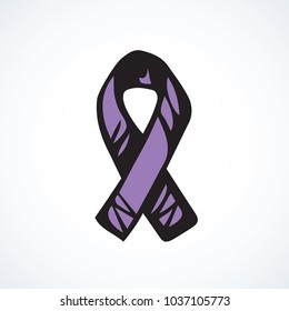Logo of problem of epilepsy, eating concern, craniofacial, esophageal, craniosynostosis, pulmonary hypertension, tumor healthcare. Line issue hope concept. Hand drawn doodle emblem lilac color svg