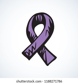 Logo of problem of epilepsy, eating concern, craniosynostosis, esophageal, pulmonary hypertension, kinds of tumors. Abstract line issue hope concept. Hand drawn doodle healthcare emblem lilac color svg