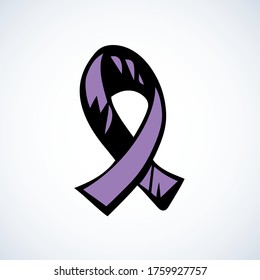 Logo of problem of epilepsy, eating concern, craniofacial, esophageal, pulmonary hypertension, all kinds of tumors. Abstract line issue hope icon concept. Hand drawn doodle graphic emblem lilac color svg