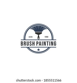 logo for professional painters with brush illustration for painting