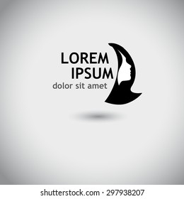Logo Profile of a beautiful girl. Vector