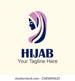 Logo with Profile silhouette of a woman wearing a hijab.