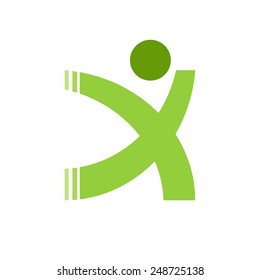 Logo progress, green running man  Vector