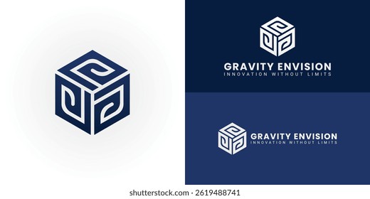 O logotipo exibe de forma proeminente as letras GE integradas em um cubo tridimensional, simbolizando o pensamento interconectado para empresas de tecnologia e software.
