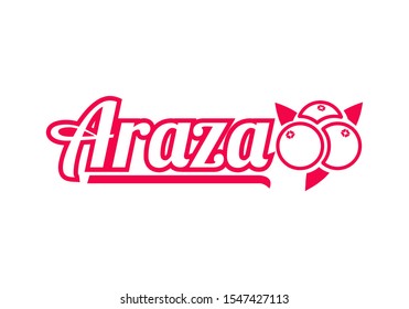 Logo Psidium cattleianum - Strawberry guavas. Vector illustrator, red