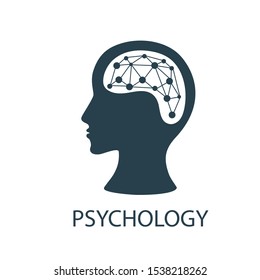 Logo Psychologist, Psychotherapist, Psychotherapy With Head Profile. Designs Concept. Vector Illustrations