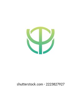 Logo for psychologists. Green letter Psi in circle. Neuropsychology and psychology logo isolated on white.  Psychotherapy concept. Vector illustration