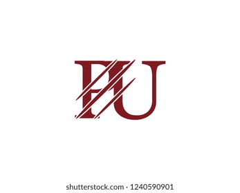 the logo of the PU letter with the style of scratching the incision