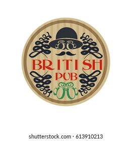 Logo for a pub or bar general form a portrait of a bearded man in a hat. Executed in a vintage style