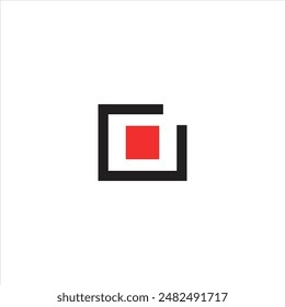 Logo pxel square red dot unique design with blank background