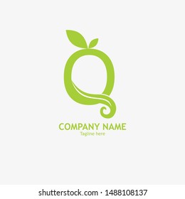 Logo Q Letter And Leaf Logo Design 