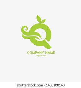 Logo Q Letter And Leaf Logo Design 