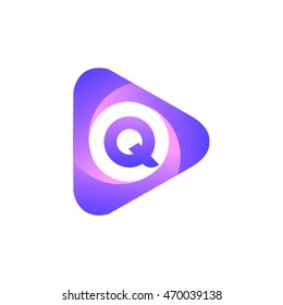 Logo Q letter in the triangle shape, font icon, Vector design template elements for your application or company identity.