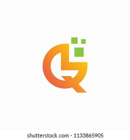 logo Q technology, icon Q digital template, logo vector
