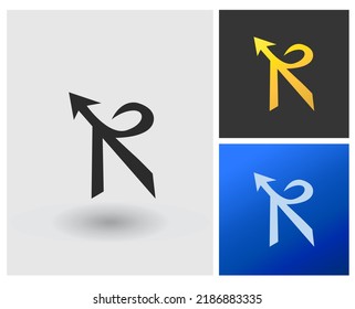 Logo R with arrow modern monogram style