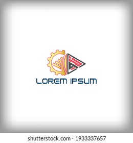 Logo R. Illustration of RJ triangle and investment letter logo on white background