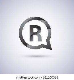 logo R letter colorful on circle chat icon. Vector design for your application or company identity.