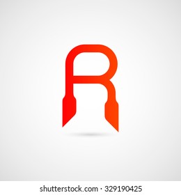 Logo R letter. Isolated on white background. Vector illustration, eps 10.