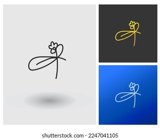 Logo R Letter shape initial monogram style flower shape