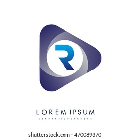 Logo R letter in the triangle shape, font icon, Vector design template elements for your application or company identity.