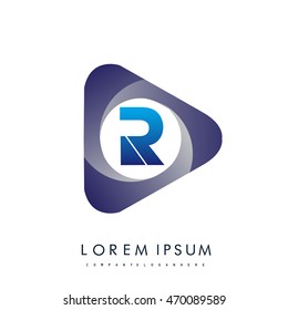 Logo R letter in the triangle shape, font icon, Vector design template elements for your application or company identity.