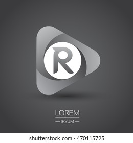 Logo R letter in the triangle shape, font icon, Vector design template elements for your application or company identity.