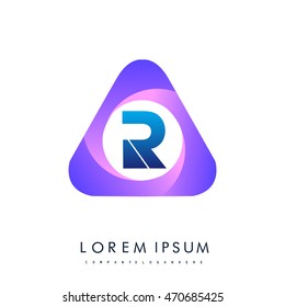 Logo R letter in the triangle shape, font icon, Vector design template elements for your application or company identity.
