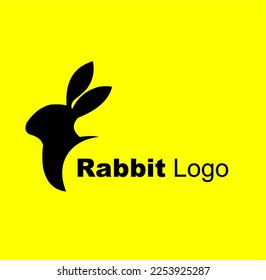 Logo rabbit in black colour with yellow background