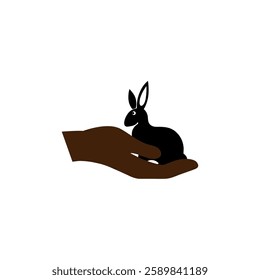 the logo is a rabbit and a brown hand