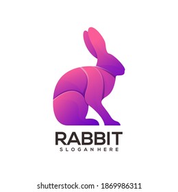 Logo rabbit Colorful Gradient Design Vector