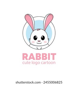 logo rabbit cute cartoon vector illustration. animal logo concept .flat style concept illustration cute