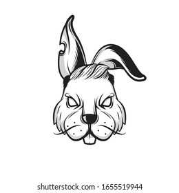 logo Rabbit ears folded with fierce facial hair