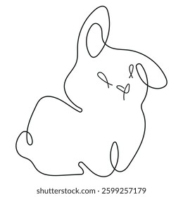 logo with a rabbit with long ears turned to the side, in line art style	