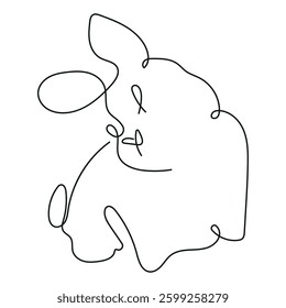 logo of a rabbit with long ears turned to the side in line art style drawn with several lines	