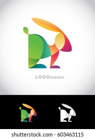 Logo of the rabbit. Polygonal hare. Bright vector logo.Vector Icon.Rabbit